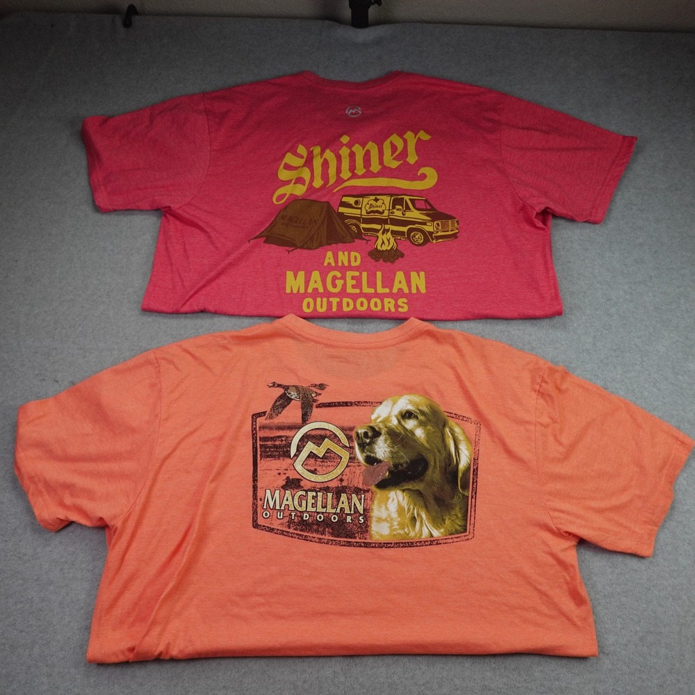 Magellan Outdoors T-Shirt Men XL Red Orange Shiner Beer Hunting Graphic Lot of 2